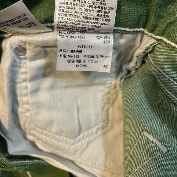 Levis Mens 501 Original Shrink to Fit Jean Green 38x34 White Stitch Button Fly - Picture 16 of 16